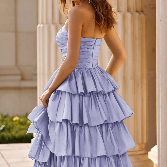 NEW Staces A-line Square Neckline Strapless Floor-Length Taffeta Prom Dress - Picture 2 of 10